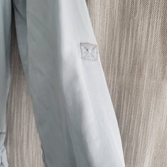 CALVIN KLEIN Chambray Denim Shirt Dress Roll-up Sleeve Zip Up Drawstring *READ - Picture 3 of 10